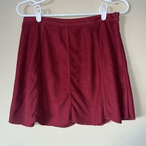 Maroon, Suede, Mini skirt